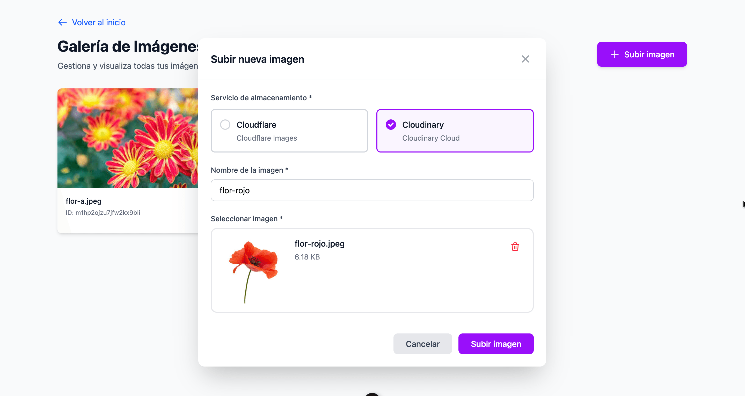 Subir images a servicios de la nube (Backend)