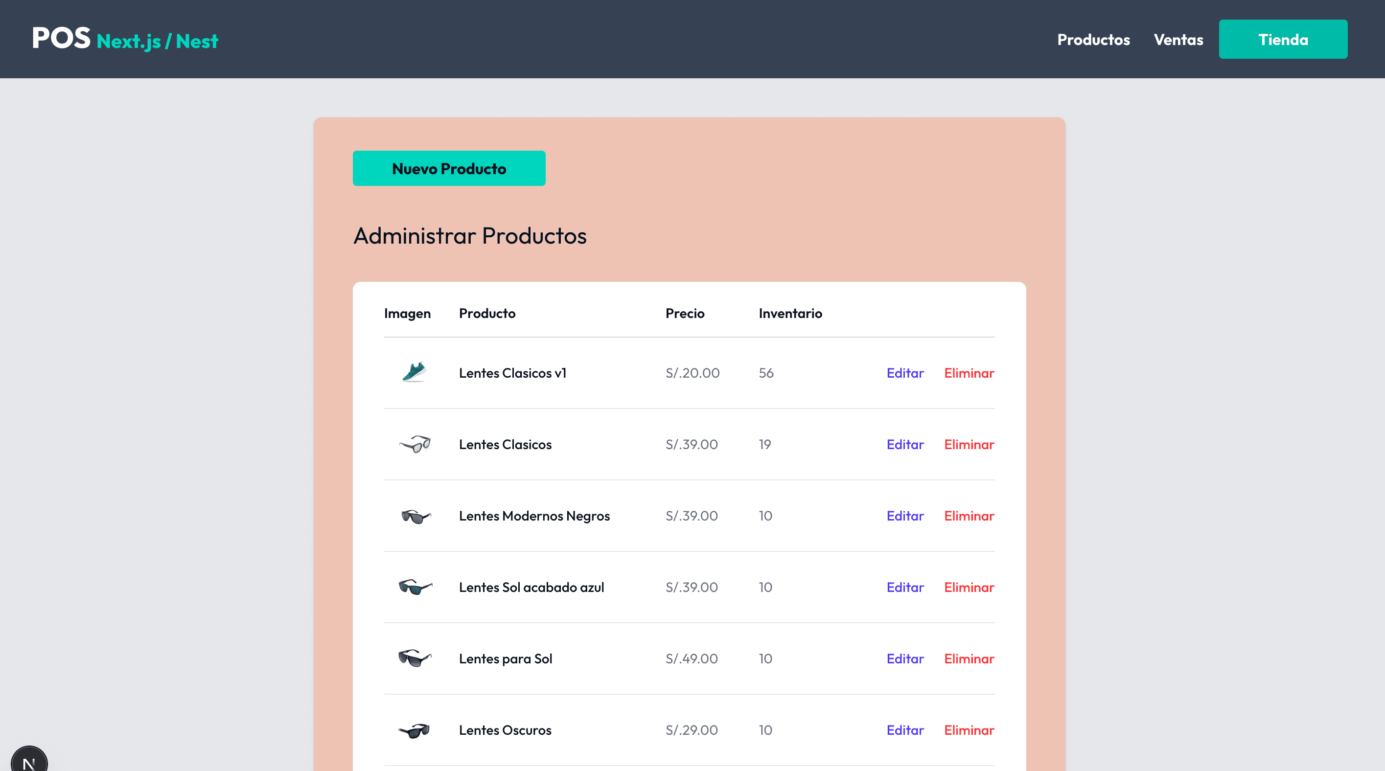 POS Venta de productos (Backend)